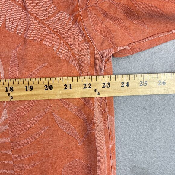 Tommy Bahama Shirt Mens Size Large Orange Button UP Hawaiian Silk Floral - Picture 8 of 10